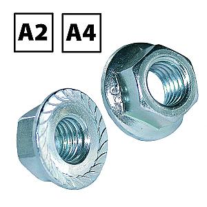 Stainless Steel Hexagon Serrated Flange Nuts A2 & A4 DIN 6923