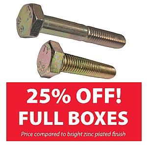 Zinc Yellow, Hexagon Head High Tensile Grade 8.8 Bolts & Set Screws