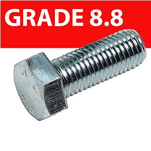 Hexagon Head High Tensile Set Screws, Grade 8.8, Self Colour & Bright Zinc Plated DIN 933
