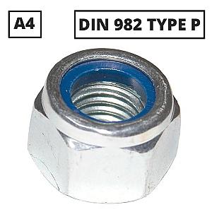 Stainless Steel A4 Nyloc Nuts (Nylon Insert Nuts) Type P DIN 982