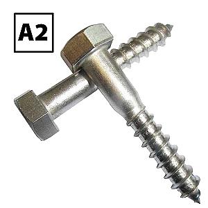 Stainless Steel Hexagon Head Coach Screw A2