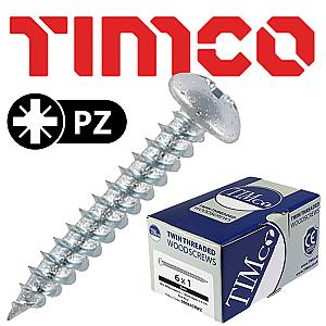 Timco Twin-Threaded Round Pozi Head Woodscrews