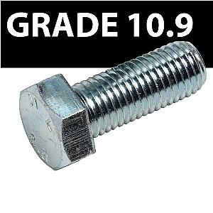 Hexagon Head High Tensile Set Screws, Grade 10.9, Self Colour & Bright Zinc Plated DIN 933