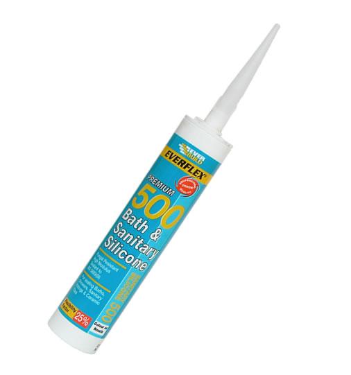 Everbuild 500 Clear Bath & Sanitary Silicone 310ml