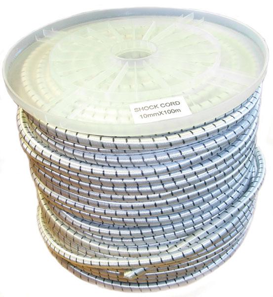 10mm White & Black Elastic Bungee Shock Cord, Sold in multiples of 1