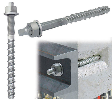 M12 x 138 Heavy Duty Concrete Anchor Screw with Hexagon Shank Nut & Washer