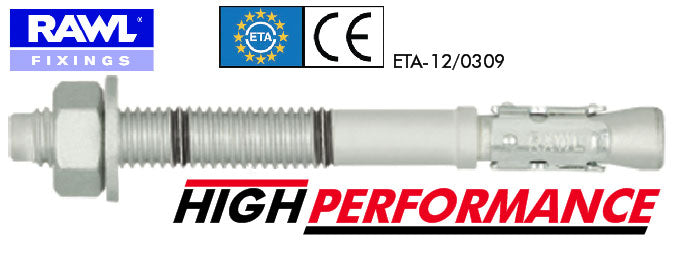 M12 x 150mm Rawlplug R-HPTII-ZF Throughbolt for cracked and non-cracked concrete