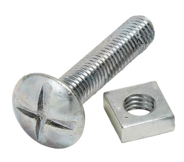 M10 x 25 Roofing Bolt & Nut Mild Steel Zinc Plated