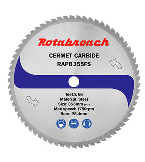 Rotabroach 355 Mild Steel Metal Cutting Spare Blade, 66 Teeth. Bore 25.4mm RAPB355FS