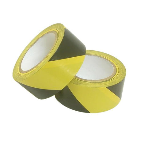 50mm x 33 Metre Black and Yellow Self Adhesive Hazard Tape