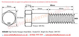 M20 x 80 Hexagon Head Bolt High Tensile Grade 8.8, Bright Zinc Plated, DIN 931