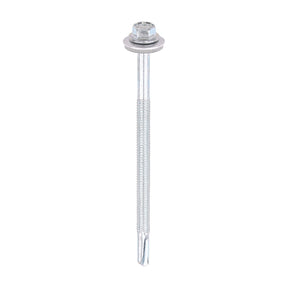 5.5 x 100mm (5/16" Hexagon Head) Self Drill Screws, Metal to Metal, Bright Zinc Plated For Steel 4-12.5mm Thickness with 16mm EPDM Washer ZH100W16B