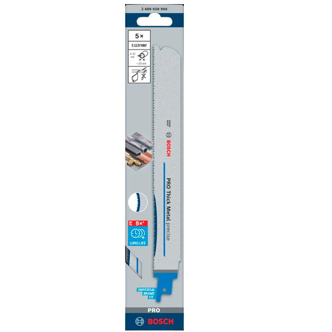 Bosch S1137HBF Sabre Saw Blades For Thick Metal (Pack of 5) P/No. 2 608 658 998