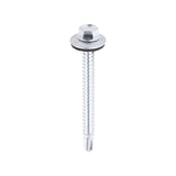 5.5 x 60mm (5/16" Hexagon Head) Self Drill Screws, Metal to Metal, Bright Zinc Plated For Steel 1.2-4mm Thickness with 16mm EPDM Washer ZL60W16