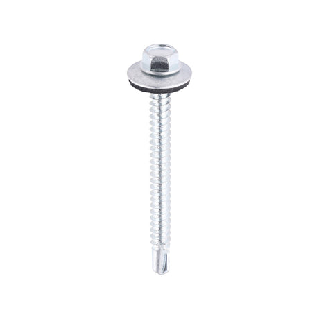 5.5 x 60mm (5/16" Hexagon Head) Self Drill Screws, Metal to Metal, Bright Zinc Plated For Steel 1.2-4mm Thickness with 16mm EPDM Washer ZL60W16