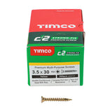 3.5 x 30 Timco C2 Strong Fix Premium Woodscrew, Countersunk Pozi Pz2, Steel Zinc / Yellow Plated 35030C2