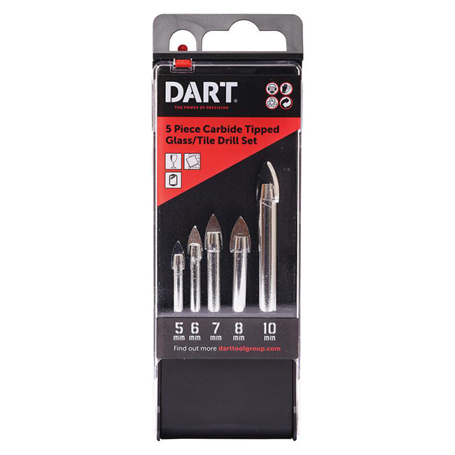 Dart 5 Piece Tile / Glass Drill Set (5, 6, 7, 8 & 10mm) TDCSET5