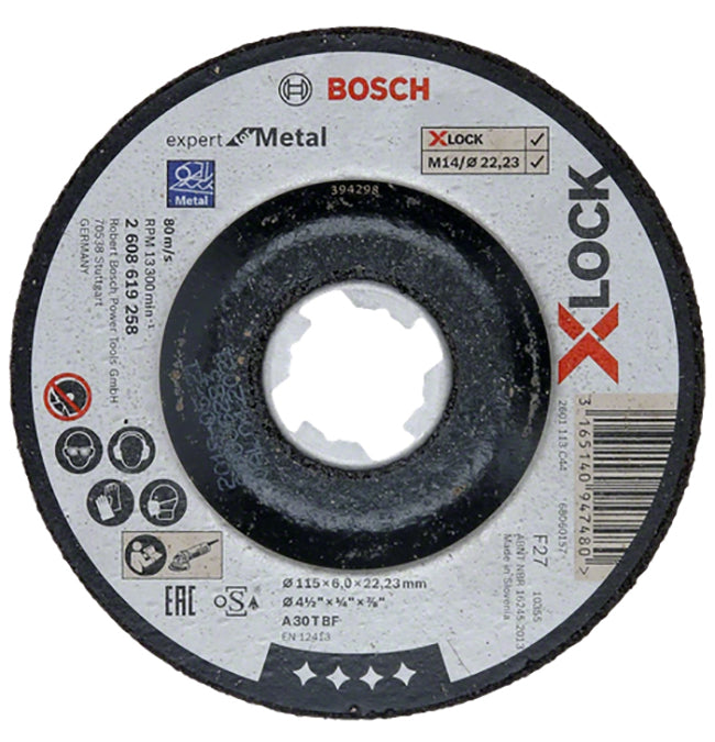 Bosch 115 x 6.0 x 22mm X-lock Expert Metal Grinding Disc 2608619258