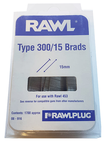 Rawlplug 08-916 Type 300/15 Brads 15mm Box of 1700