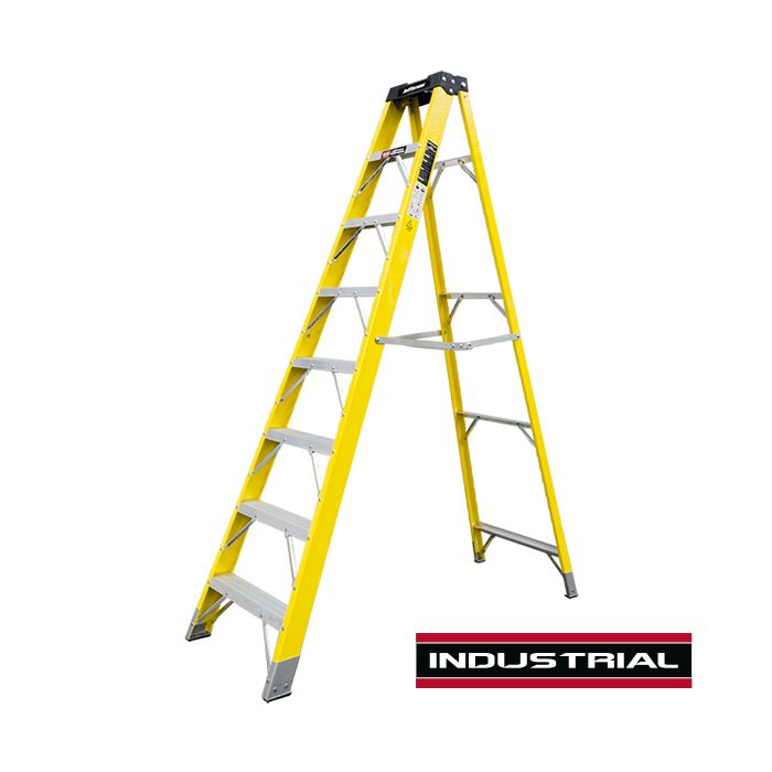 Jefferson 8 Tread x 2.09M Fibreglass Painters Step Ladder, EN131. JEFLADFGLS08