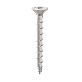Exterior-Tite 4 x 25mm Countersunk Pozi PZ2 Woodscrew, Net Coat Silver. TFETCS4025