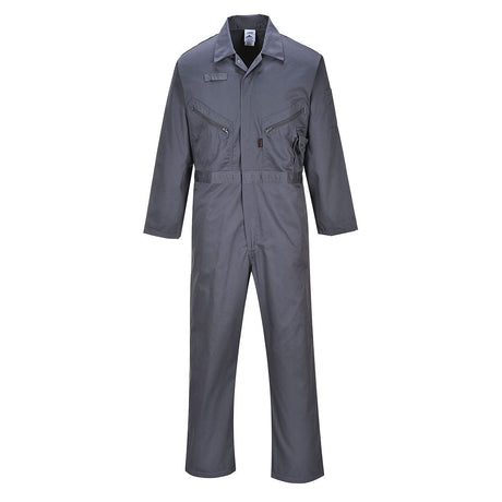 Large Grey Portwest Safety Zip Front Coverall C813GGRL