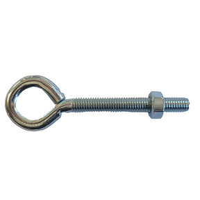 M6 x 50mm Shank Length, Folded Eye Bolt & Nut, 12mm Eye, Bright Zinc Plated