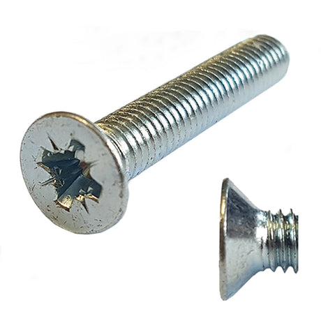 M2.5 x 5 Countersunk Pozi Machine Screw, Mild Steel Grade 4.6 Bright Zinc Plated, DIN 965