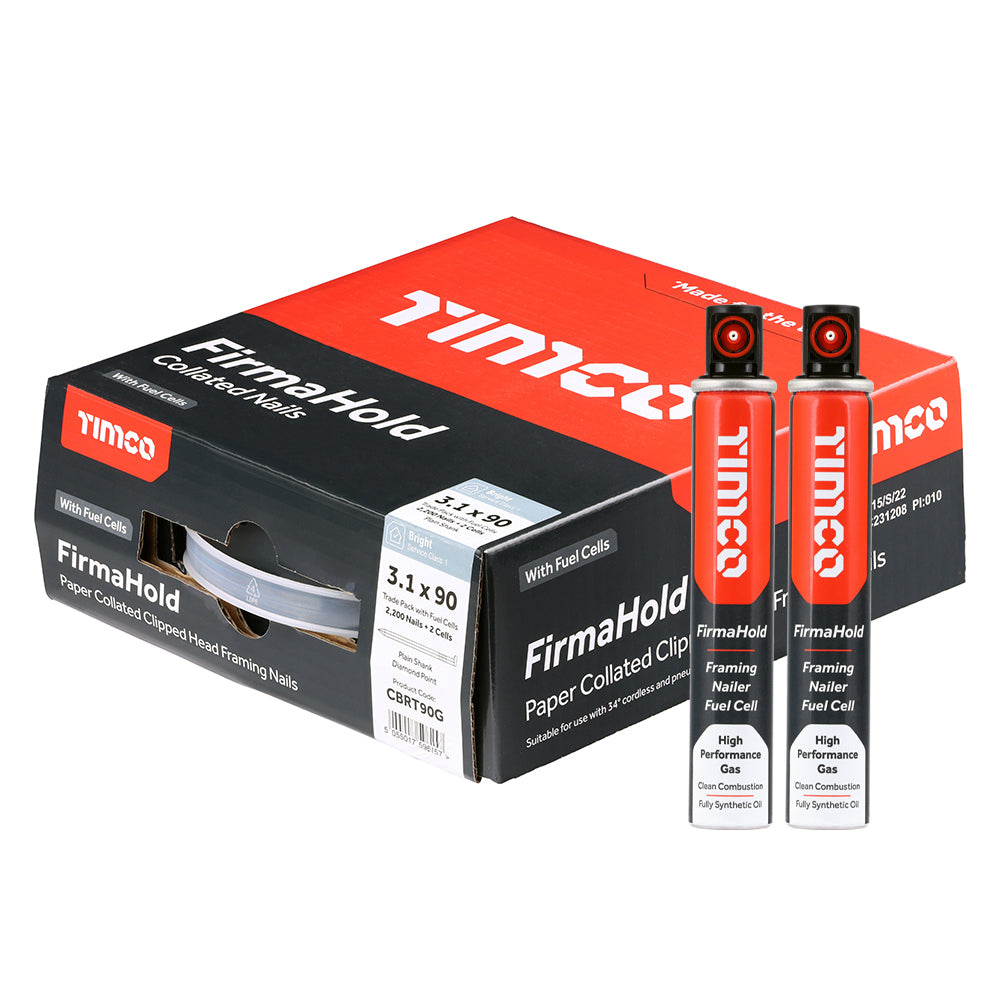 FirmaHold 3.1 x 90 Straight Shank / Bright + 2 gas CBRT90G (Paslode compatible) 2200 nails per box