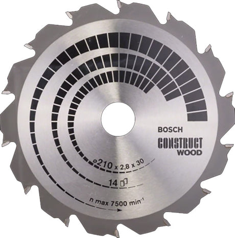 Bosch 210 x 30 x 14 Construct Wood Circular Saw Blade P/No. 2 608 640 634