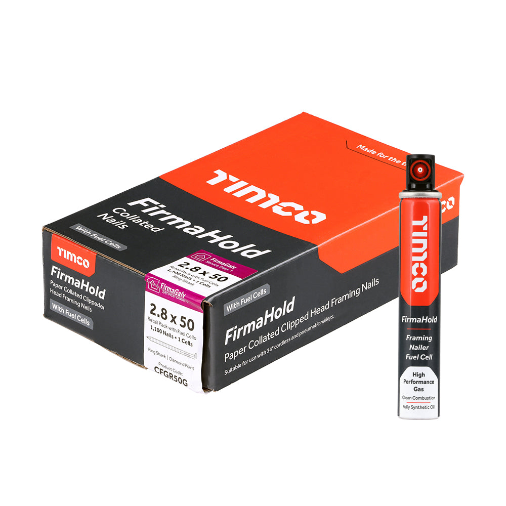 FirmaHold 2.8 x 50 Ring / FirmaGalv + 1 gas CFGR50G (Paslode compatible) 1100 nails per box