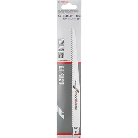 Bosch S1111DF 225mm Sabre Saw Blade heavy for wood & metal (Pack of 5) P/No. 2 608 656 261