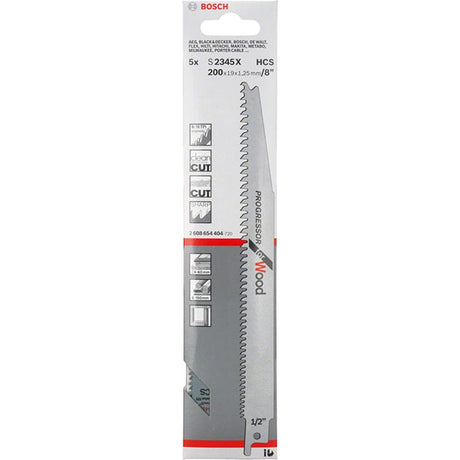 Bosch S2345X 200mm Sabre Saw Blade for wood (Pack of 5) 2 608 654 404
