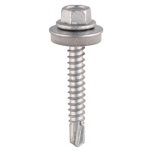 5.5 x 38 Timco Hex Self Drill Screws with 16mm bonded washer, Exterior Quality Plating, for 1.2 - 5.0mm steel thickness L38W16B