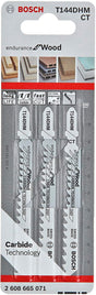 Bosch T144DHM 100mm Jigsaw Blades Wood / Plastic Carbide (Pack of 3) 2 608 665 071