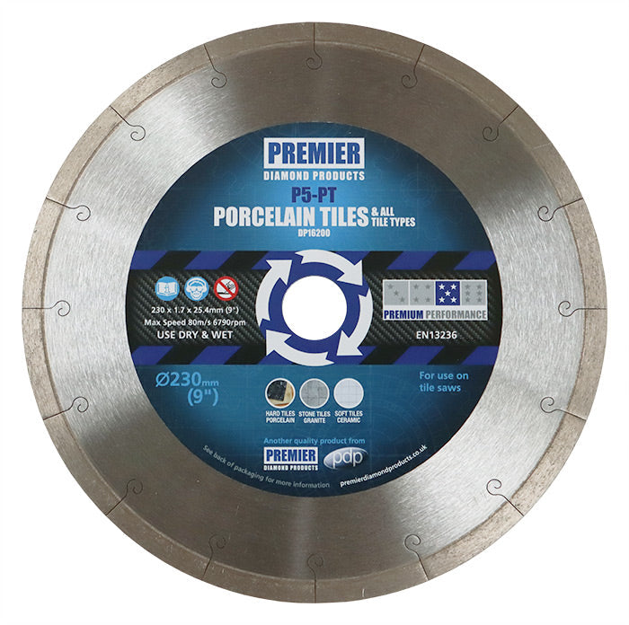 180 x 25mm 5 Star Porcelain / Hard Tile Wet Diamond Blade DP16190 P5/PT