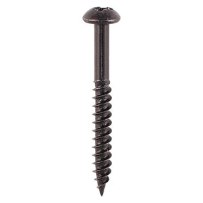 No.10 x 2" (4.8 x 50mm) Timco Blackjax Woodscrew, Twin-thread Round Head Pozi No.2, Black Passivated (Boxed in 200's, Outer box of 1000) 00102BJC