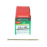 6.0 x 180 Timco C2 Strong Fix Premium Woodscrew, Countersunk Pozi Pz3, Steel Zinc / Yellow Plated 60180C2