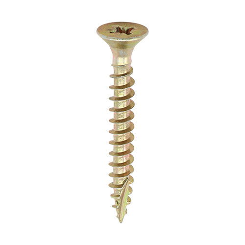 Timco 3.5 x 25mm (6 x 1") Countersunk Pozi Pz2, Classic Woodscrew, Steel Zinc / Yellow Plated, 35025CLAF