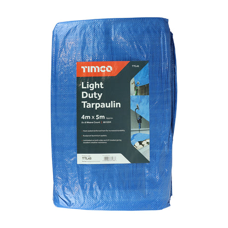 Timco 4M x 5M Light Duty Tarpaulin, Blue TTL45