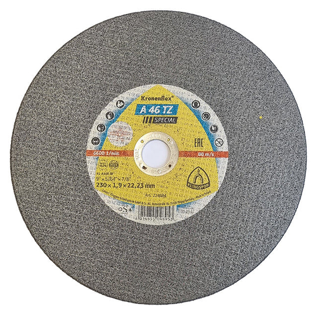 Klingspor Kronenflex 230mm x 22mm x 1.9mm Metal Cutting Disc. Premium Quality. Art. 224084