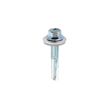 5.5 x 32mm (5/16" Hexagon Head) Self Drill Screws, Metal to Metal, Bright Zinc Plated For Steel 4-12.5mm Thickness with 16mm EPDM Washer ZH32W16B