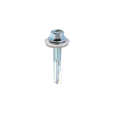 5.5 x 32mm (5/16" Hexagon Head) Self Drill Screws, Metal to Metal, Bright Zinc Plated For Steel 4-12.5mm Thickness with 16mm EPDM Washer ZH32W16B