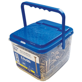 Screw-Tite 5.0 x 50mm Countersunk Pozi PZ2, All Purpose Screw, Net Coat Yellow. (Tub of 600) TFST05050T