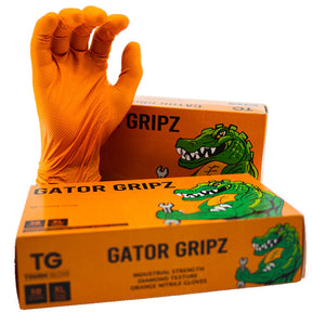 Medium Gator Gripz Heavy Duty Nitrile Gloves, Orange (Box of 50)