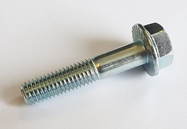 M8 x 50 (22mm thread) Hexagon Head Flange Serrated Set Screws High Tensile Grade 8.8 Bright Zinc Plated, DIN 6921
