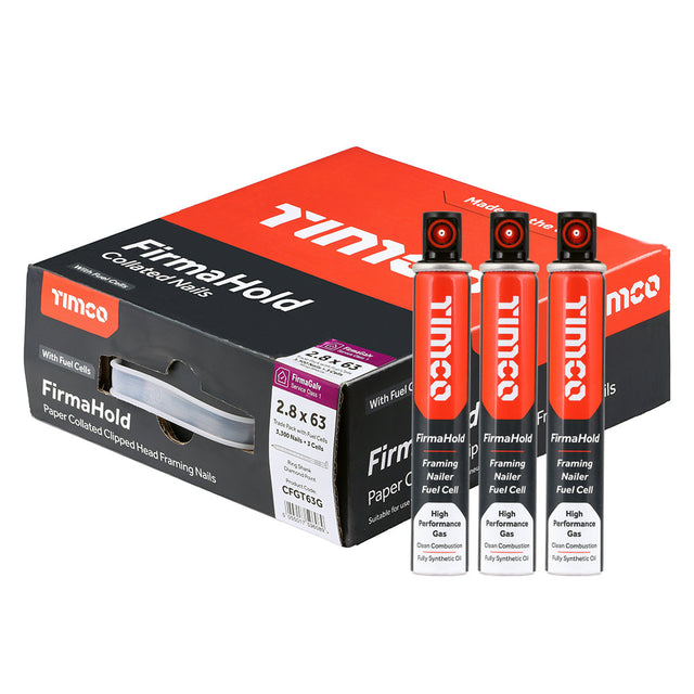 FirmaHold 2.8 x 63 Ring / FirmaGalv + 3 gas CFGT63G (Paslode compatible) 3300 nails per box