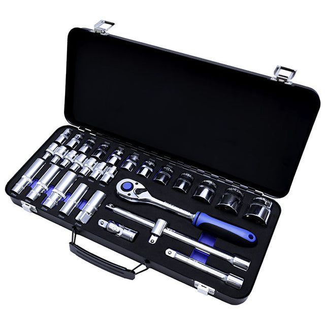Jefferson 29 Piece 1/2" Drive Socket Set in Metal Case JEFSOC017