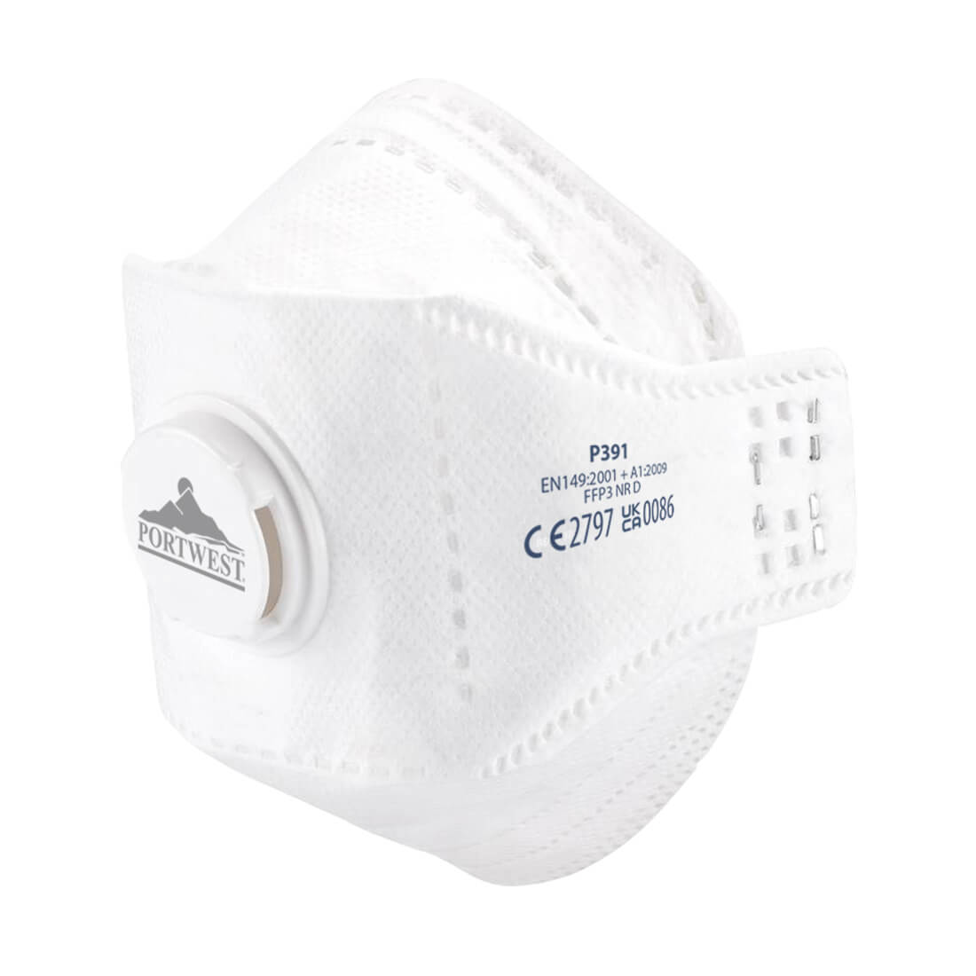 Portwest P391 - FFP3 Valved Dolomite Fold Flat Resirator Face Mask (Pack of 10)