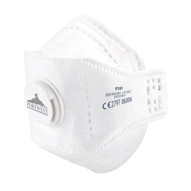 Portwest P391 - FFP3 Valved Dolomite Fold Flat Resirator Face Mask (Pack of 10)